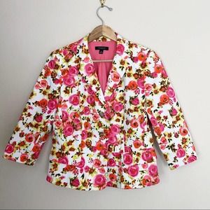 Ann Taylor Pastel Blooms Floral Blazer Roses